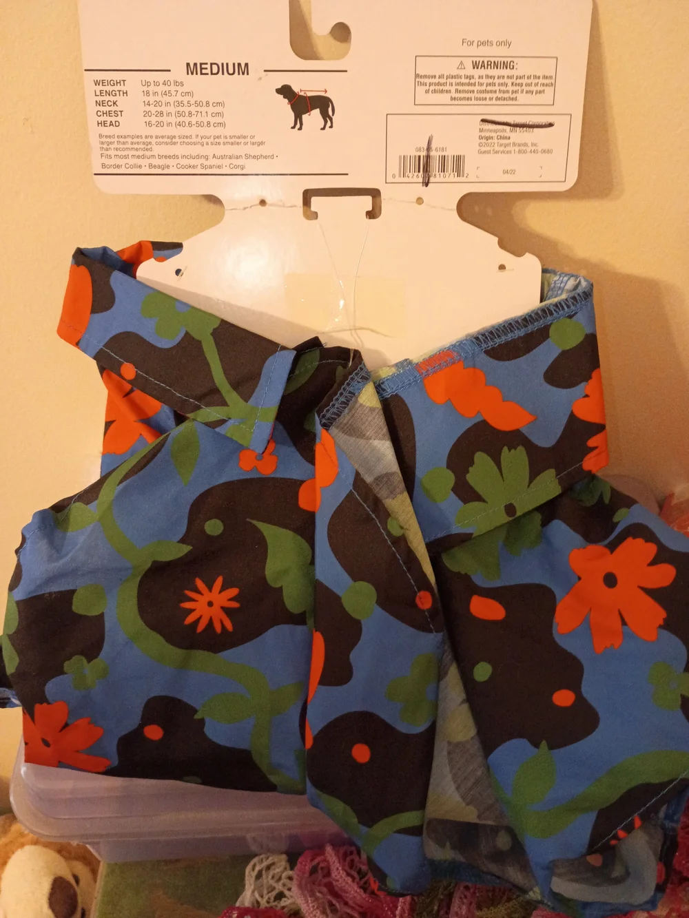 Target Vine Floral Dog Shirt - Blue with Green and Red Floral Print